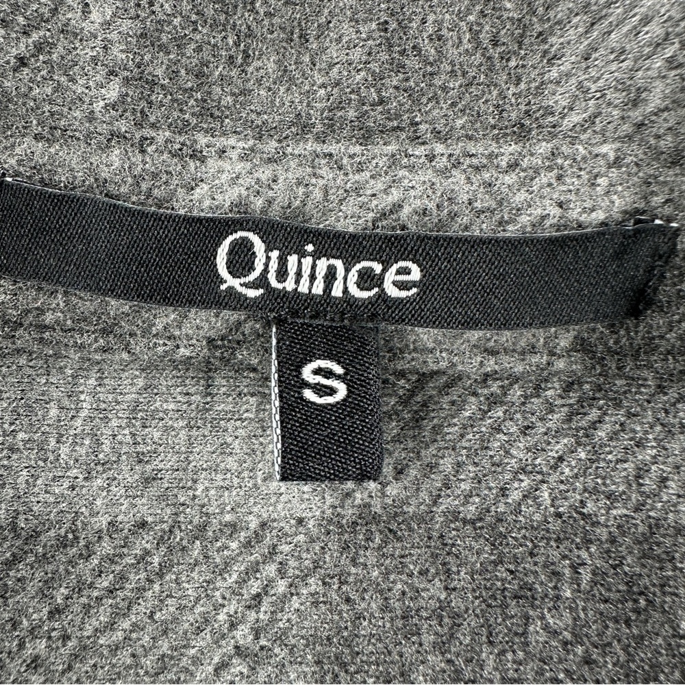 Quince Womens Small Gray Charcoal Plaid Stretch Sweater Fleece Button Down Shirt - Picture 4 of 11